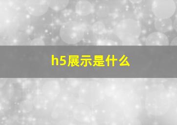 h5展示是什么