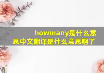 howmany是什么意思中文翻译是什么意思啊了