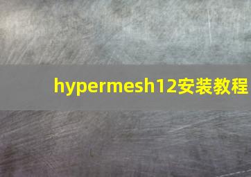 hypermesh12安装教程