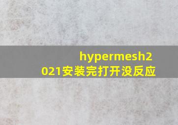 hypermesh2021安装完打开没反应