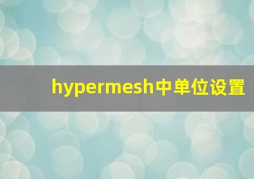 hypermesh中单位设置