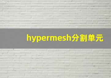 hypermesh分割单元