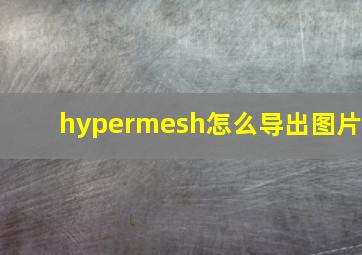 hypermesh怎么导出图片