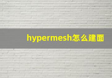 hypermesh怎么建面