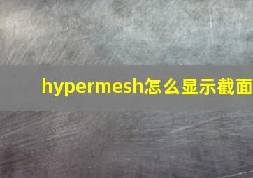 hypermesh怎么显示截面