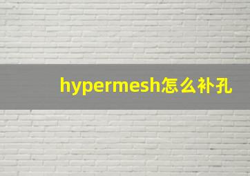 hypermesh怎么补孔