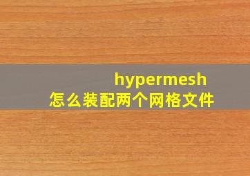 hypermesh怎么装配两个网格文件