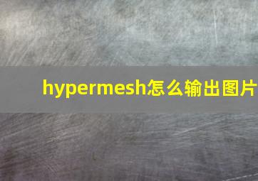 hypermesh怎么输出图片