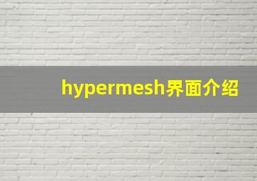 hypermesh界面介绍