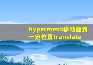 hypermesh移动面到一定位置translate