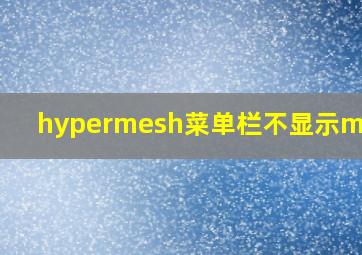 hypermesh菜单栏不显示model