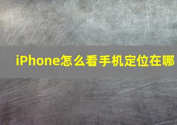 iPhone怎么看手机定位在哪