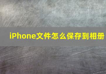 iPhone文件怎么保存到相册