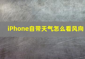 iPhone自带天气怎么看风向