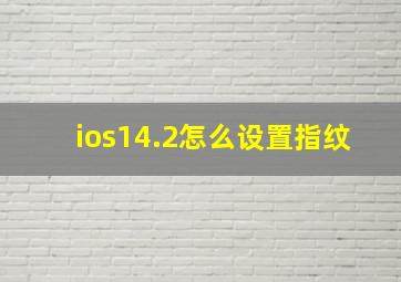 ios14.2怎么设置指纹