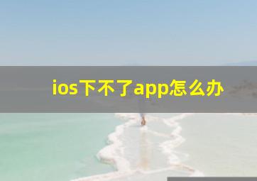 ios下不了app怎么办