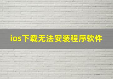 ios下载无法安装程序软件