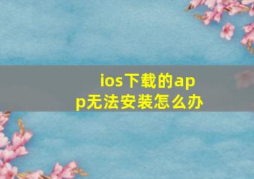 ios下载的app无法安装怎么办