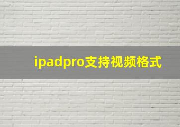 ipadpro支持视频格式