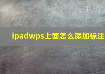 ipadwps上面怎么添加标注