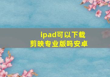 ipad可以下载剪映专业版吗安卓