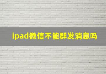 ipad微信不能群发消息吗