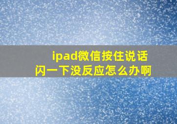 ipad微信按住说话闪一下没反应怎么办啊