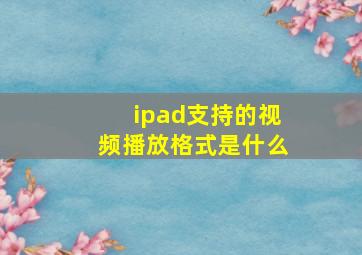 ipad支持的视频播放格式是什么