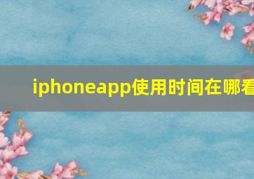 iphoneapp使用时间在哪看