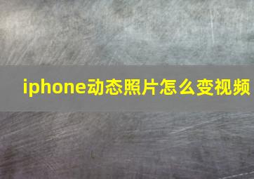 iphone动态照片怎么变视频