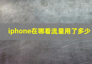 iphone在哪看流量用了多少