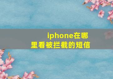 iphone在哪里看被拦截的短信