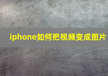 iphone如何把视频变成图片