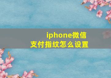 iphone微信支付指纹怎么设置