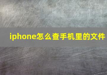 iphone怎么查手机里的文件