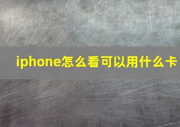 iphone怎么看可以用什么卡