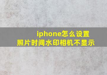 iphone怎么设置照片时间水印相机不显示