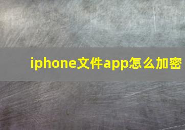 iphone文件app怎么加密