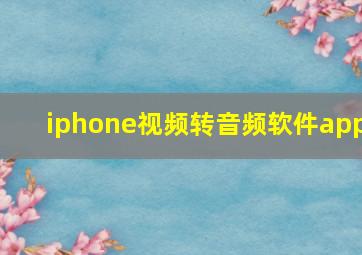 iphone视频转音频软件app