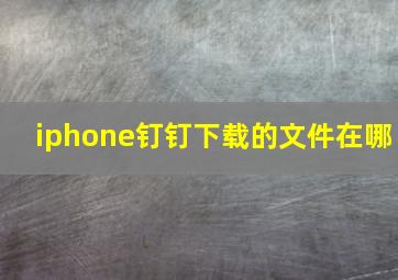 iphone钉钉下载的文件在哪