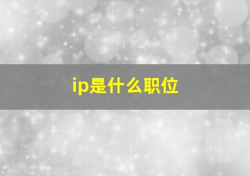 ip是什么职位