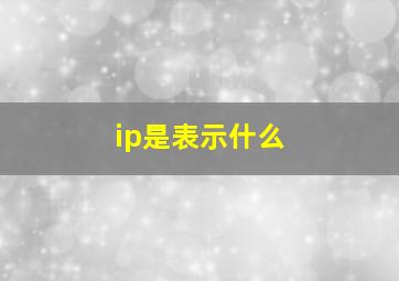 ip是表示什么