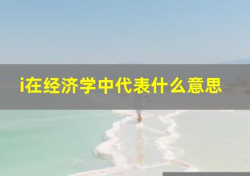 i在经济学中代表什么意思