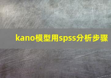 kano模型用spss分析步骤