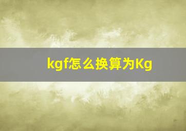 kgf怎么换算为Kg