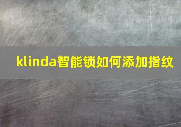 klinda智能锁如何添加指纹