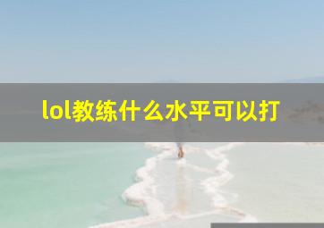 lol教练什么水平可以打