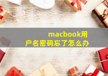 macbook用户名密码忘了怎么办