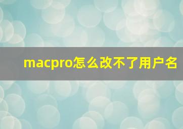 macpro怎么改不了用户名