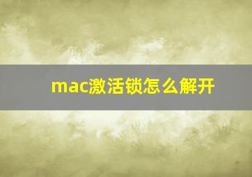 mac激活锁怎么解开